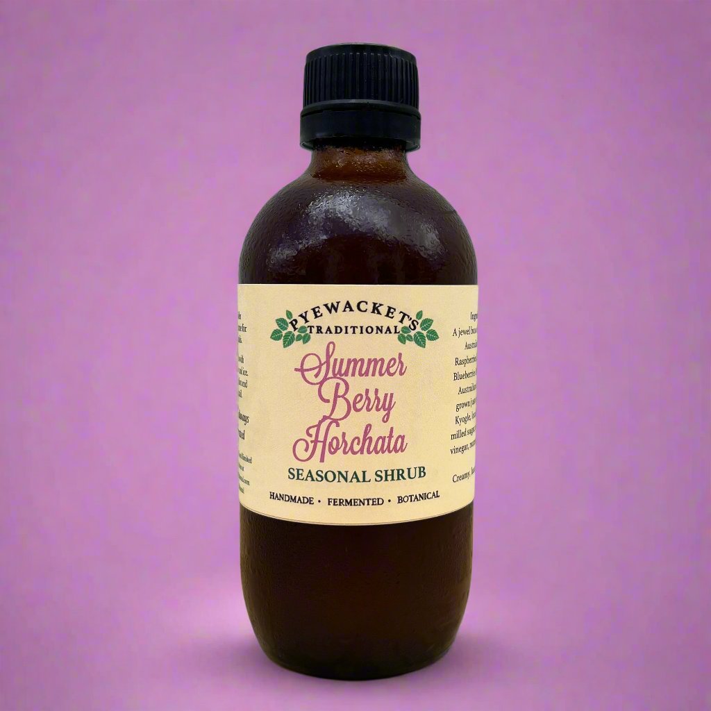 Summer Berry horchata shrub bottle