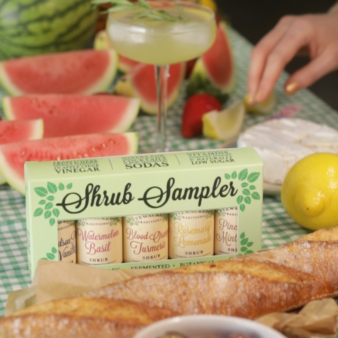 shrub sampler on feasting table