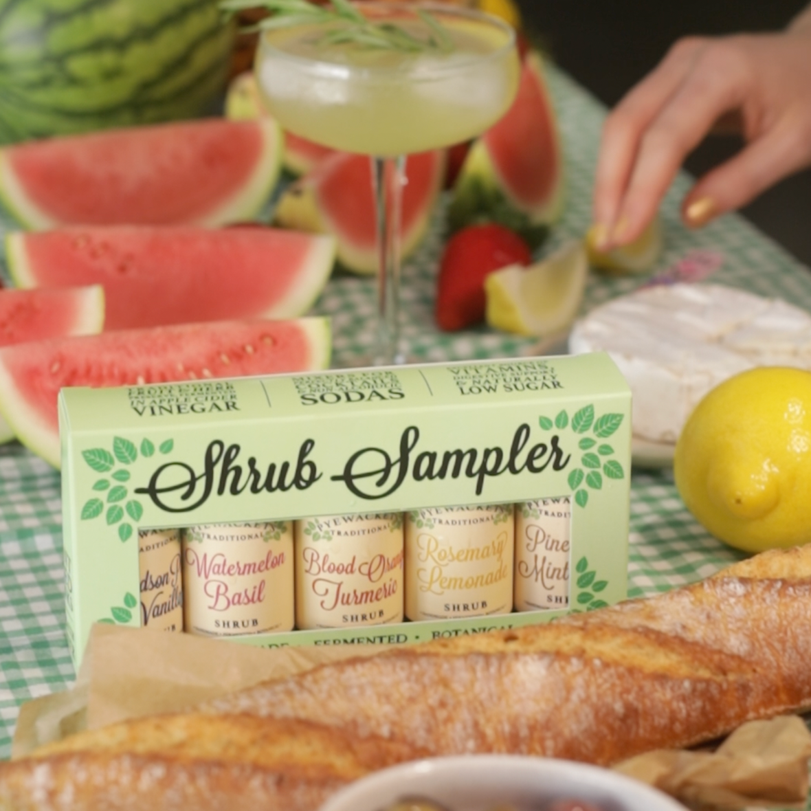 shrub sampler on feasting table 