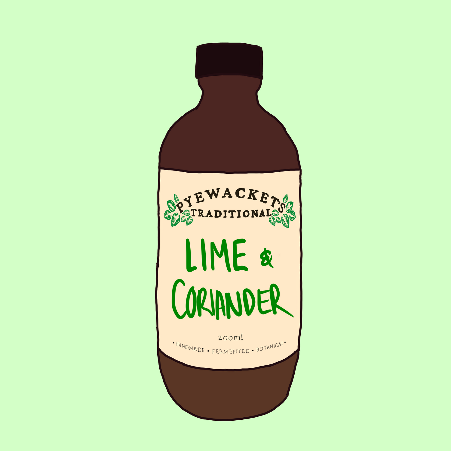 Lime & Coriander shrub bottle illustration