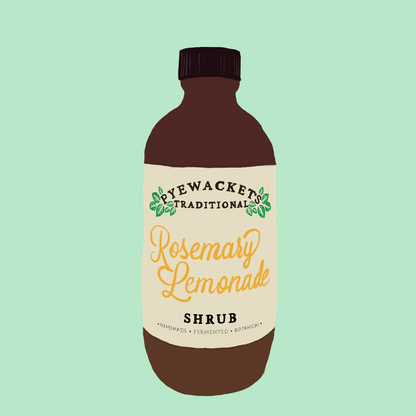 illustration of rosemary lemonade shrub bottle